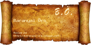 Baranyai Örs névjegykártya